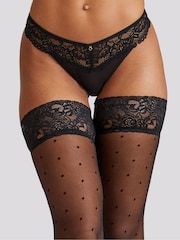 Ann Summers Black Lace Top Spot Hold Ups - Image 4 of 5