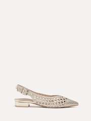 Linzi Gold Carolina Low Heeled Woven Slingback Courts - Image 3 of 6