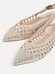 Linzi Gold Carolina Low Heeled Woven Slingback Courts - Image 5 of 6