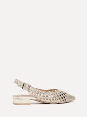 Linzi Gold Carolina Low Heeled Woven Slingback Courts - Image 6 of 6