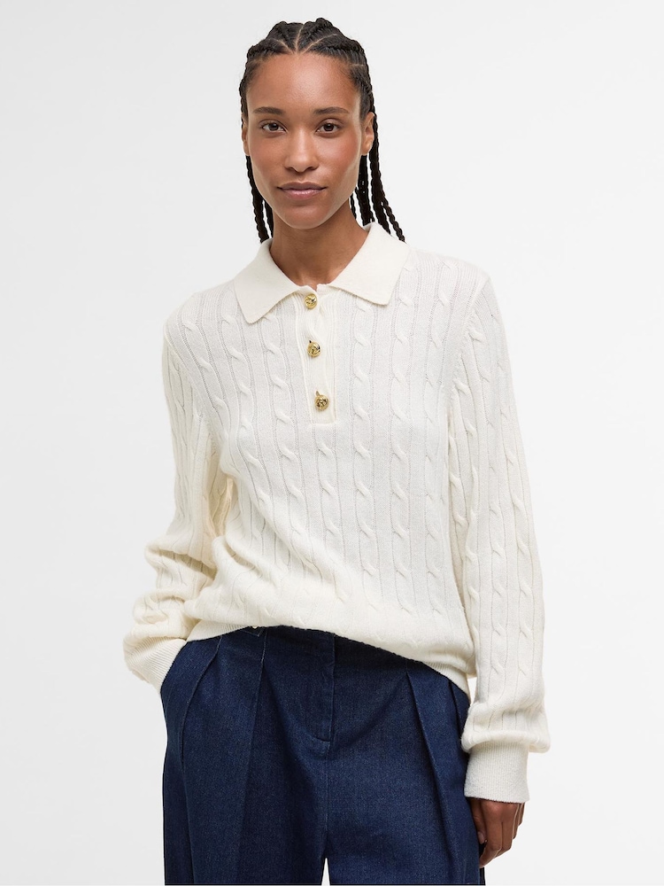 Barbour Cream Evie Knitted Jumper - Image 1 of 7 Barbour Cream Evie Knitted Jumper - Image 1 of 7