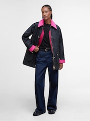 Barbour® Navy/Pink Modern Beadnell Wax Jacket - Image 2 of 7