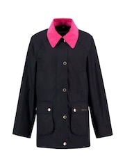 Barbour® Navy/Pink Modern Beadnell Wax Jacket - Image 7 of 7