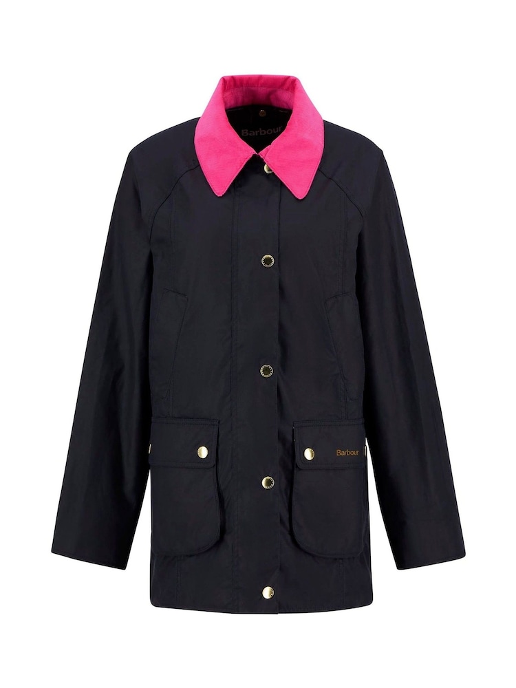 Barbour® Navy/Pink Modern Beadnell Wax Jacket - Image 7 of 7