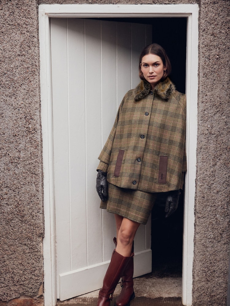 Barbour® Green Flax Lily Wool Cape - Image 1 of 8