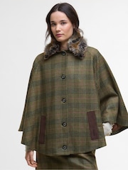 Barbour® Green Flax Lily Wool Cape - Image 2 of 8