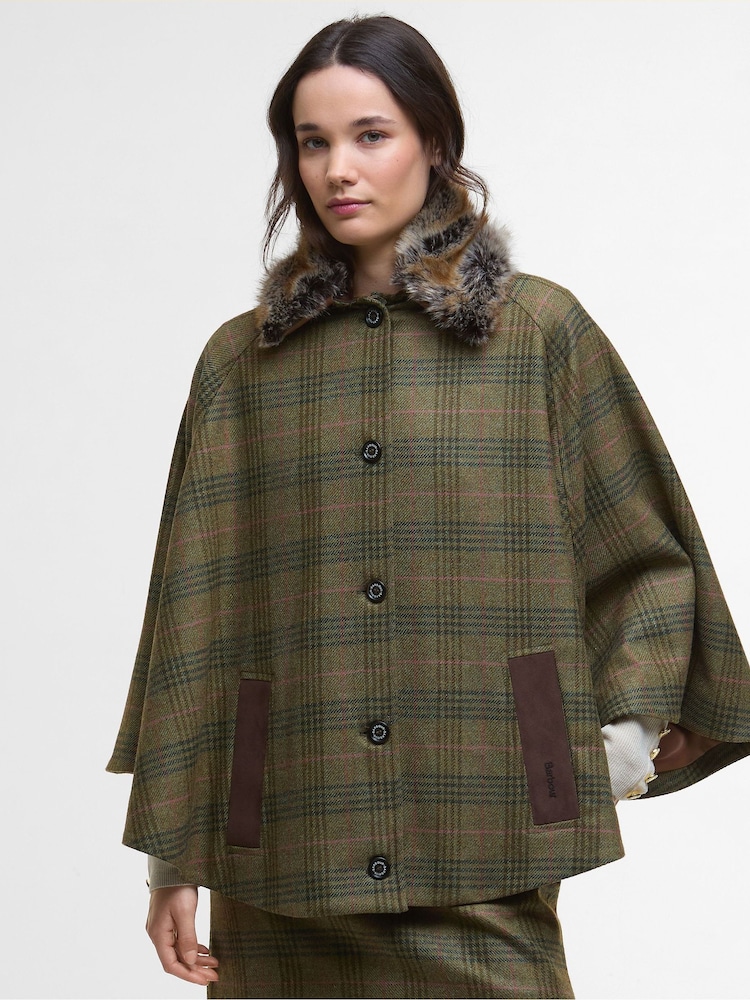 Barbour® Green Flax Lily Wool Cape - Image 2 of 8