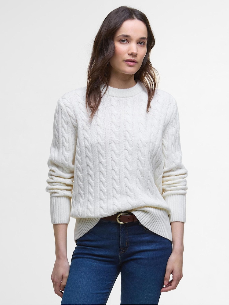 Barbour® White Belford Knitted Jumper - Image 1 of 8