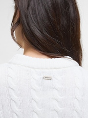 Barbour® White Belford Knitted Jumper - Image 5 of 8