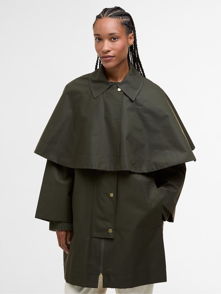 Barbour® Green Fia Showerproof Cape Jacket - Image 1 of 9 Barbour® Green Fia Showerproof Cape Jacket - Image 1 of 9