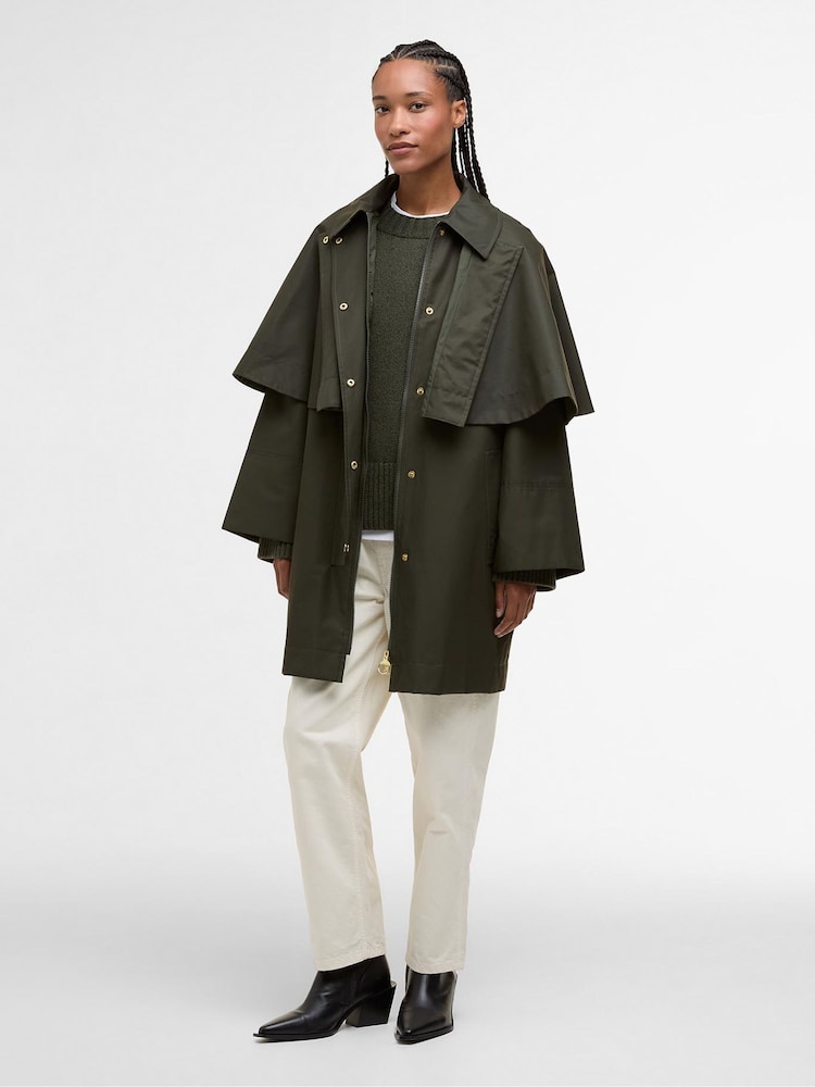 Barbour® Green Fia Showerproof Cape Jacket - Image 2 of 9 Barbour® Green Fia Showerproof Cape Jacket - Image 2 of 9