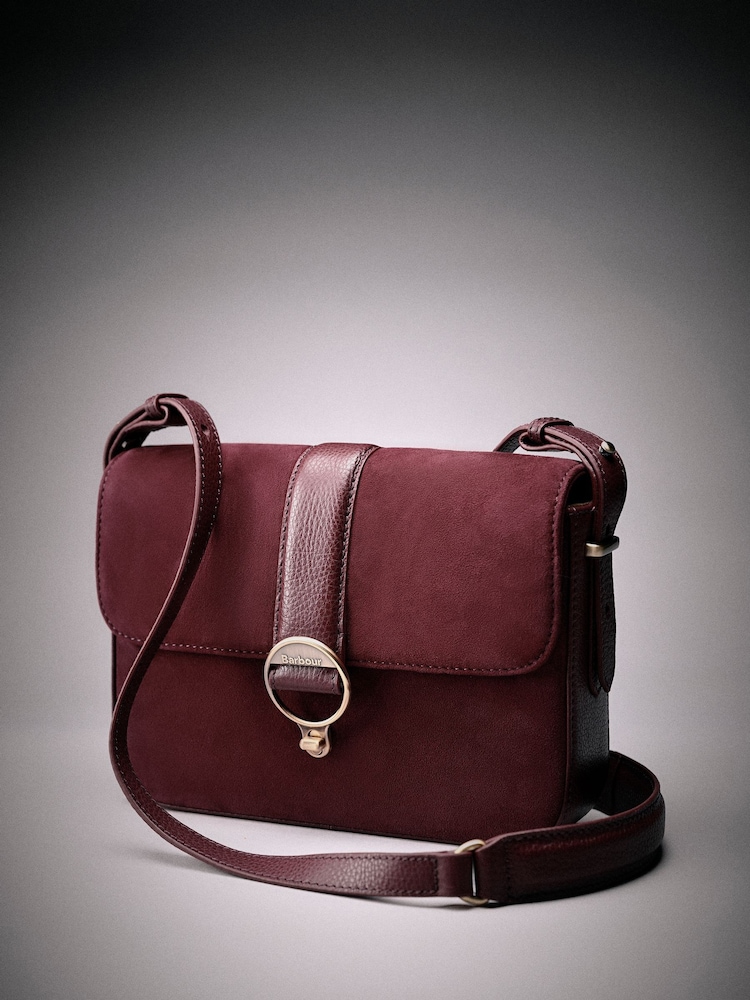 Barbour® Burgundy Rosa Suede & Leather Cross-Body Bag - Image 1 of 5 Barbour® Burgundy Rosa Suede & Leather Cross-Body Bag - Image 1 of 5