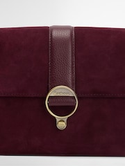 Barbour® Burgundy Rosa Suede & Leather Cross-Body Bag - Image 11 of 13