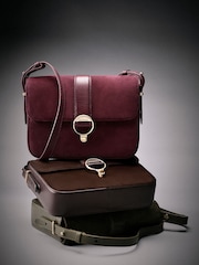Barbour® Burgundy Rosa Suede & Leather Cross-Body Bag - Image 5 of 5