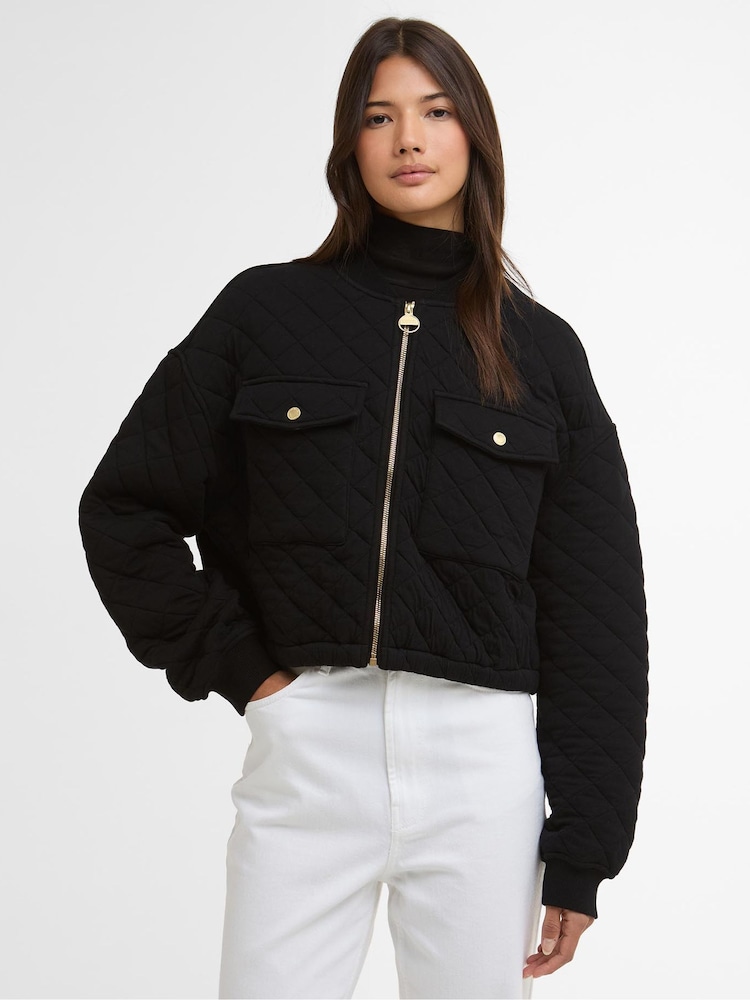 Barbour® International Black Katya Sweat Bomber Jacket - Image 1 of 7 Barbour® International Black Katya Sweat Bomber Jacket - Image 1 of 7