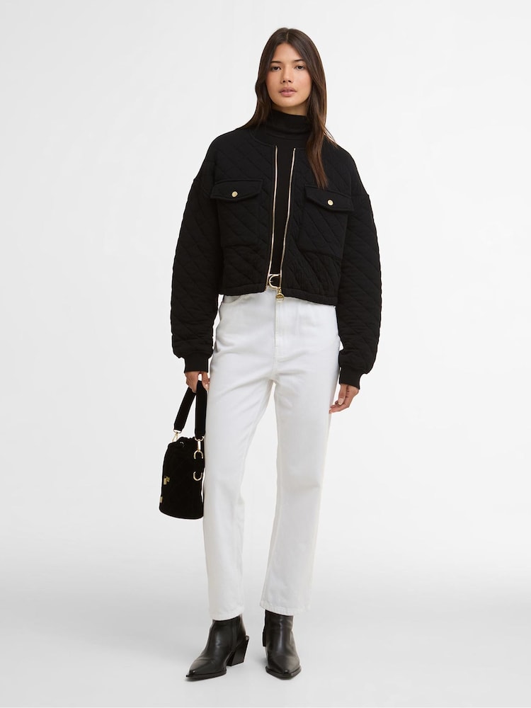 Barbour® International Black Katya Sweat Bomber Jacket - Image 2 of 7 Barbour® International Black Katya Sweat Bomber Jacket - Image 2 of 7