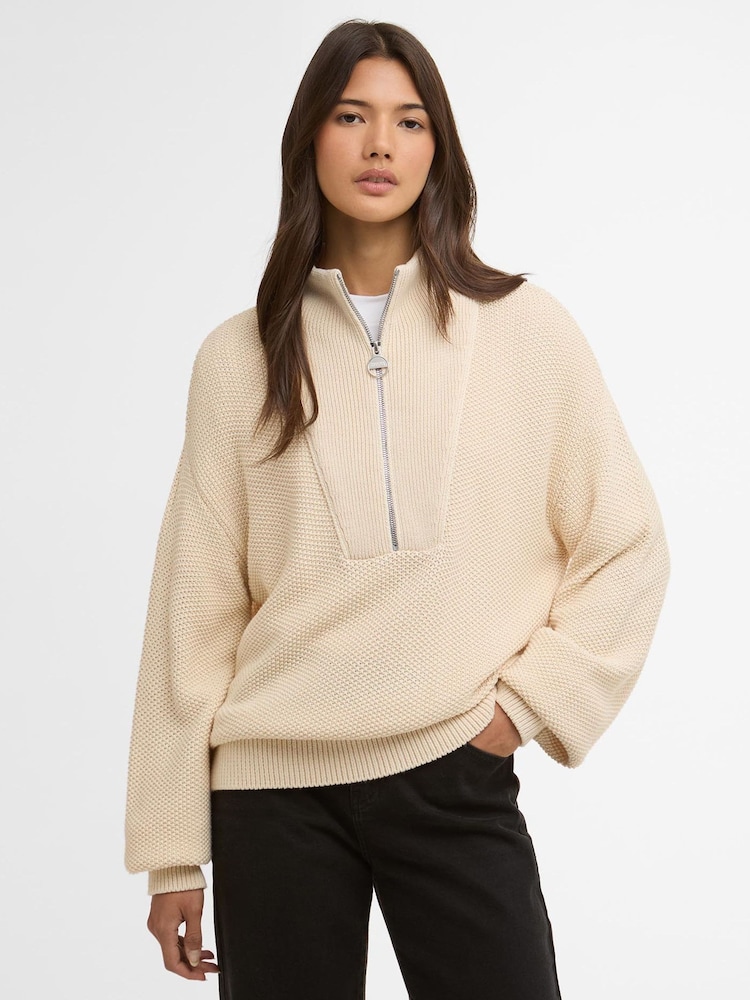 Barbour® International White Rae Knitted Jumper - Image 1 of 7 Barbour® International White Rae Knitted Jumper - Image 1 of 7