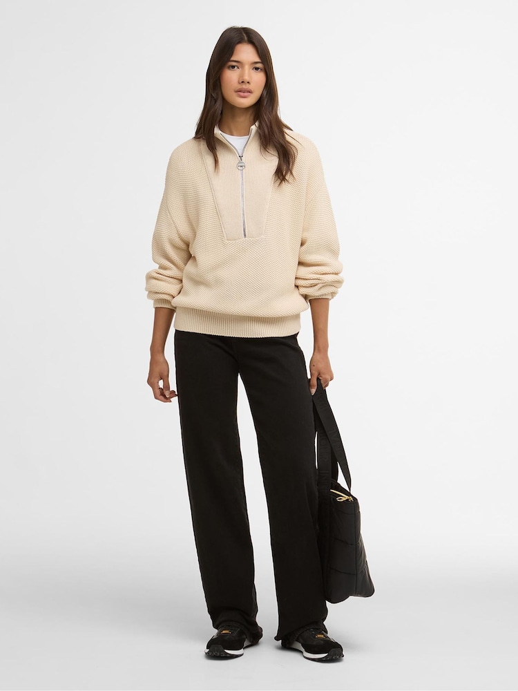 Barbour® International White Rae Knitted Jumper - Image 2 of 7 Barbour® International White Rae Knitted Jumper - Image 2 of 7