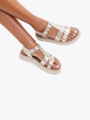 Carvela Comfort Gold Pavilion T Bar Sandals - Image 1 of 3