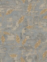 Graham & Brown Steel Gold Boutique Ornamental Leaf A4 Wallpaper Sample - Image 2 of 3
