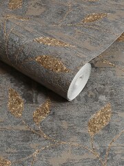 Graham & Brown Steel Gold Boutique Ornamental Leaf A4 Wallpaper Sample - Image 3 of 3