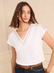 Love & Roses X2 Black and Ivory Lace Trim T-Shirts 2 Pack - Image 4 of 7