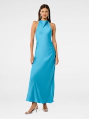 Forever New Blue Audrey Satin Backless Maxi Dress - Image 1 of 5