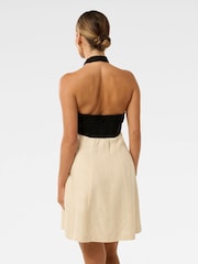 Forever New Cream Pure Lea Petite Halter Neck Mini Dress - Image 2 of 5