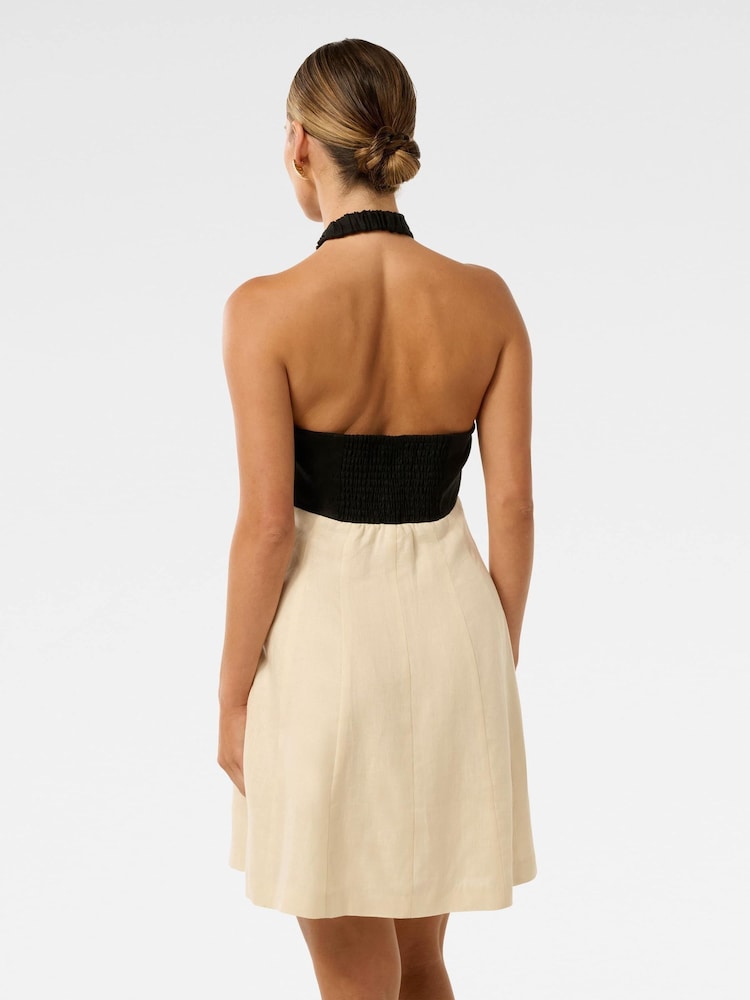 Forever New Cream Pure Lea Petite Halter Neck Mini Dress - Image 2 of 5