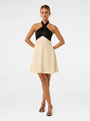 Forever New Cream Pure Lea Petite Halter Neck Mini Dress - Image 5 of 5