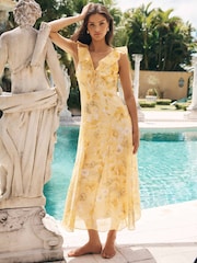 Forever New Gold Lenny Godet Printed Midi Dress - Image 1 of 4