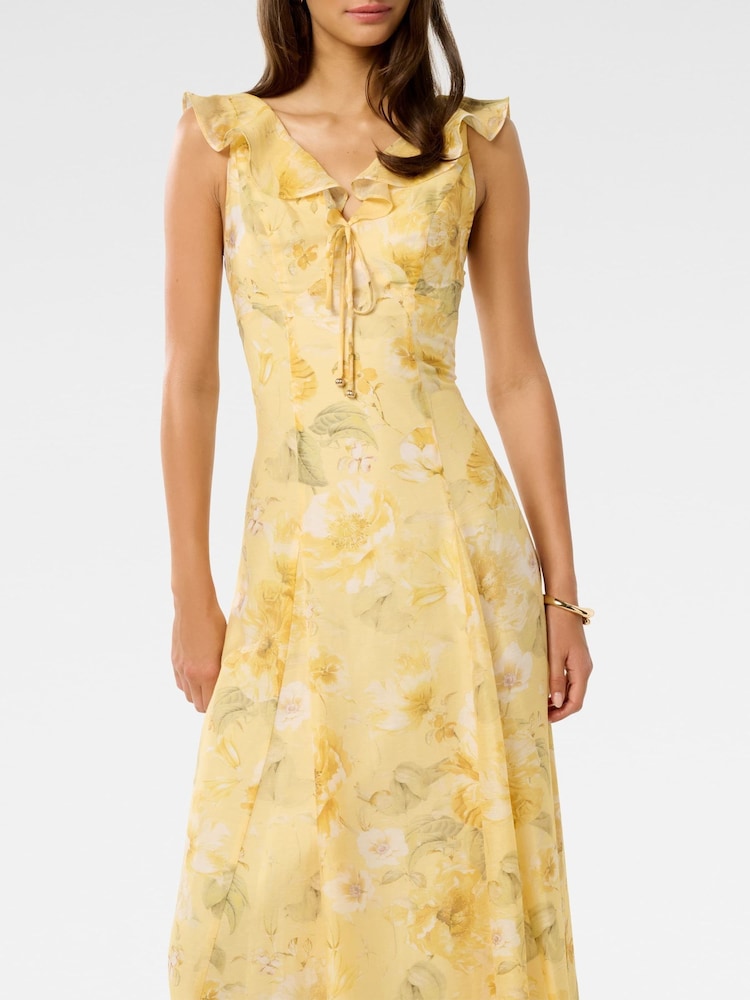 Forever New Gold Lenny Godet Printed Midi Dress - Image 4 of 4