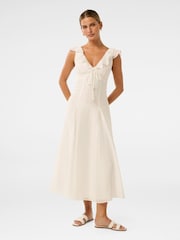 Forever New White Lenny Petite Godet Midi Dress - Image 1 of 4
