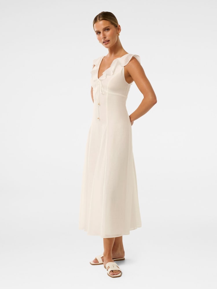 Forever New White Lenny Petite Godet Midi Dress - Image 4 of 4