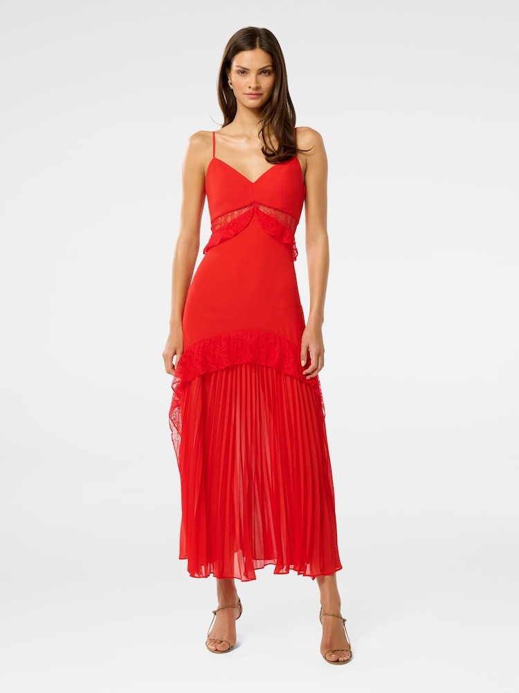 Forever New Red Lara Pleated Ruffle Maxi Dress - Image 1 of 5