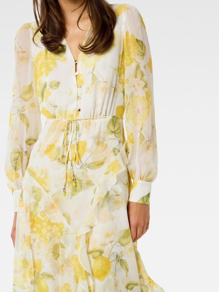 Forever New Yellow Sutton Ruffle Hem Midi Dress - Image 2 of 4