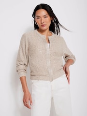 Mint Velvet Natural Sequin Knit Cardigan - Image 1 of 7
