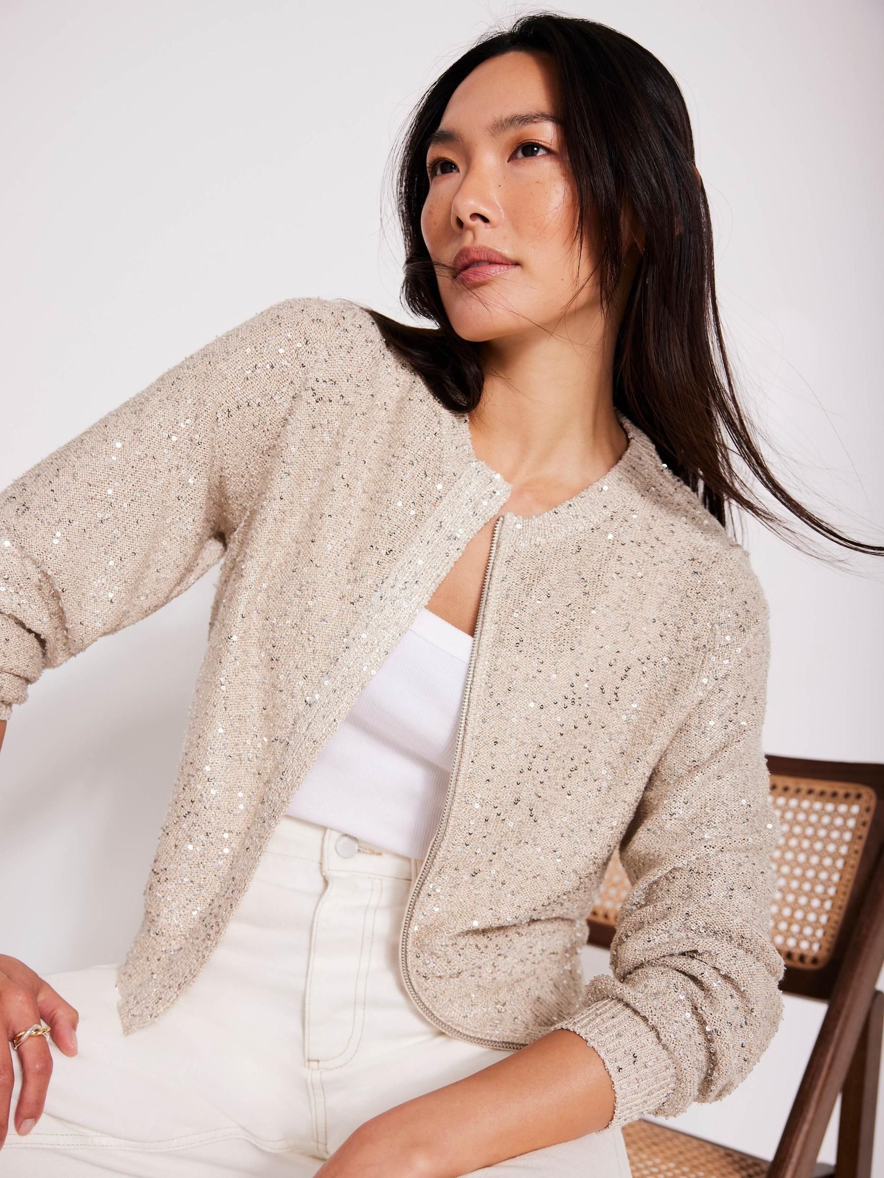 Buy Mint Velvet Natural Sequin Knit Cardigan from the Next Buy Mint Velvet Natural Sequin Knit Cardigan from the Next