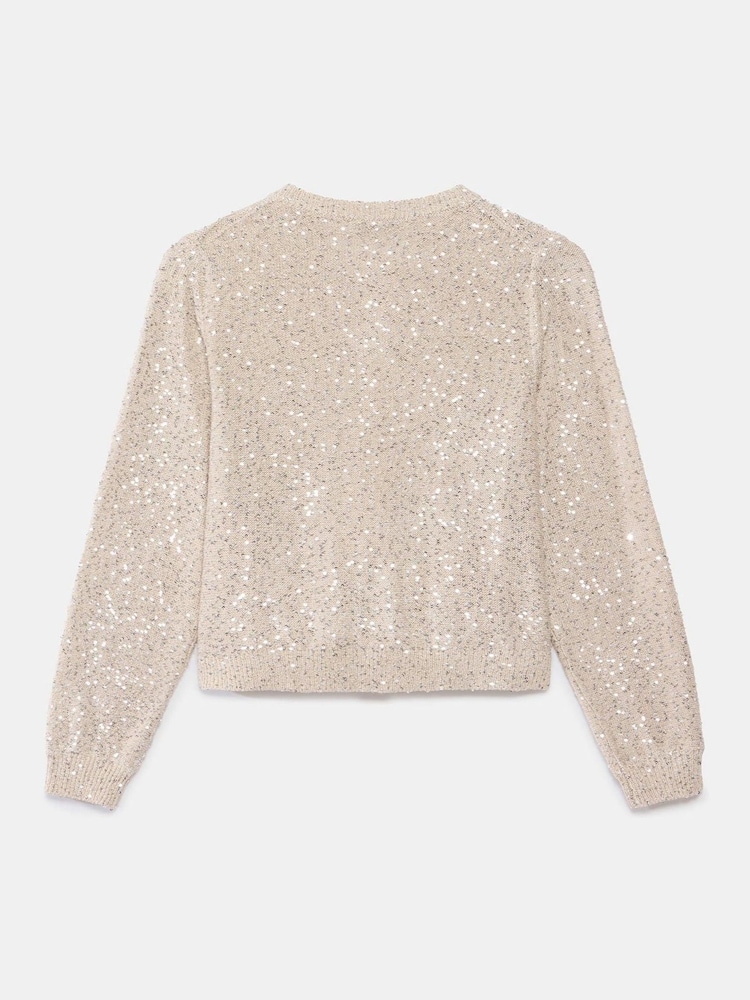 Mint Velvet Natural Sequin Knit Cardigan - Image 7 of 7