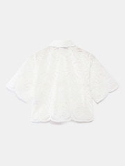 Mint Velvet White Broderie Cropped Shirt - Image 2 of 8