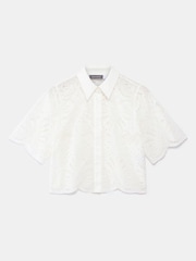 Mint Velvet White Broderie Cropped Shirt - Image 3 of 8