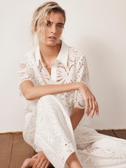 Mint Velvet White Broderie Cropped Shirt - Image 6 of 8