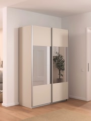 Rauch Champagne Cameron Wood and Centre Mirror 1.3m Sliding Semi Fitted Wardrobe - Image 1 of 6