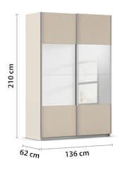 Rauch Champagne Cameron Wood and Centre Mirror 1.3m Sliding Semi Fitted Wardrobe - Image 4 of 6