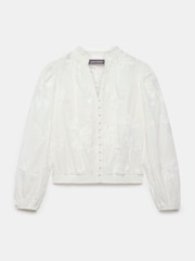 Mint Velvet White Floral Sequin 100% Cotton Blouse - Image 7 of 8