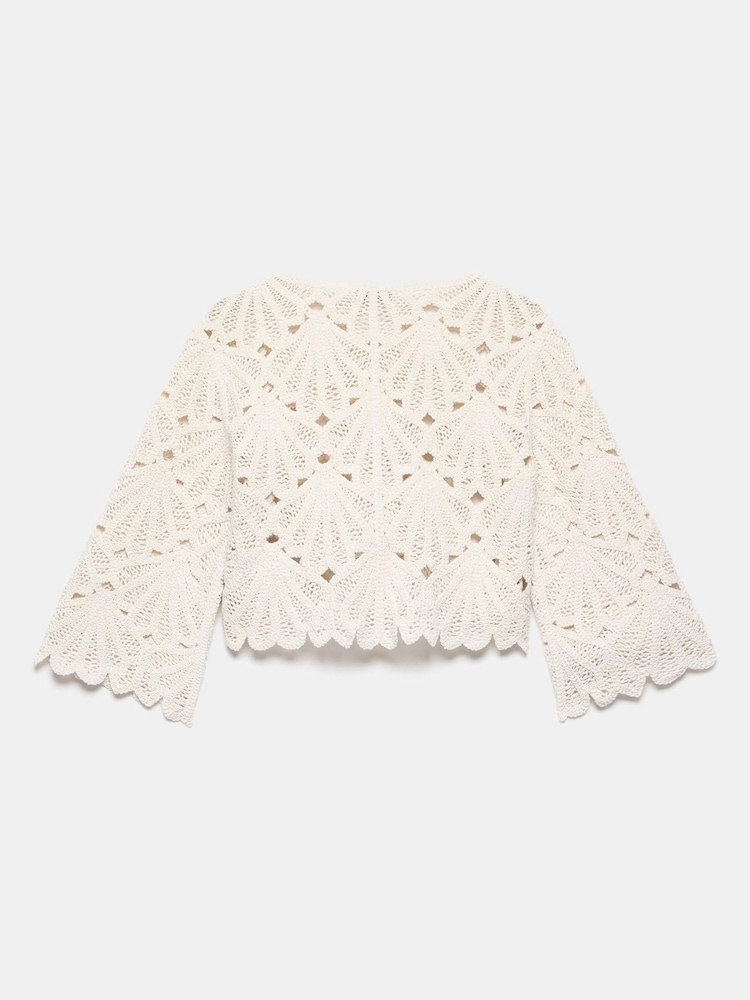 Mint Velvet Natural Crochet Knit Top - Image 2 of 7