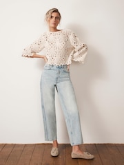 Mint Velvet Natural Crochet Knit Top - Image 7 of 7