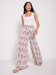 Mint Velvet Natural Floral Print Wide Leg Trousers - Image 1 of 8