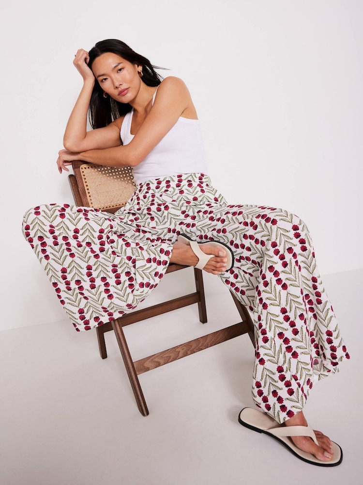Mint Velvet Natural Floral Print Wide Leg Trousers - Image 2 of 8