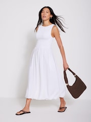 Mint Velvet White Bubble Hem Midi Dress - Image 1 of 7